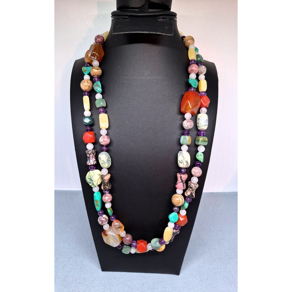 Jay King Necklace Gemstones Around the World Multi Gem 48 Inch Strand Long
